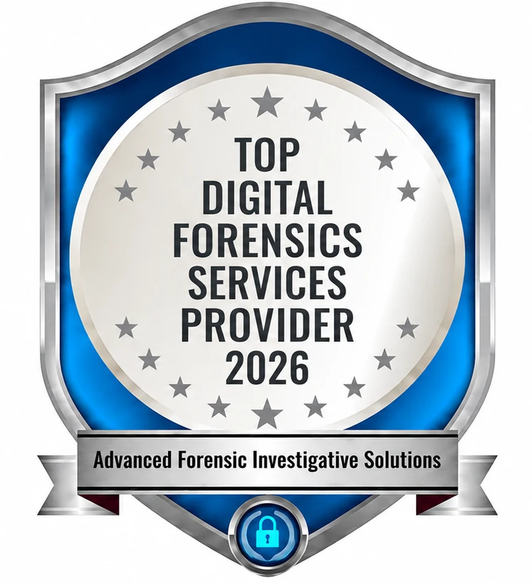 Advanced Forensic Investigative Solutions, Top Digital Forensics Services Provider 2026 award badge