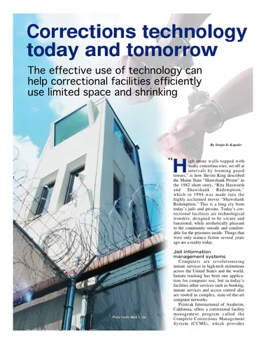 Opening page of Corrections Technology Today and Tomorrow by Sergio Kopelev, May 2000